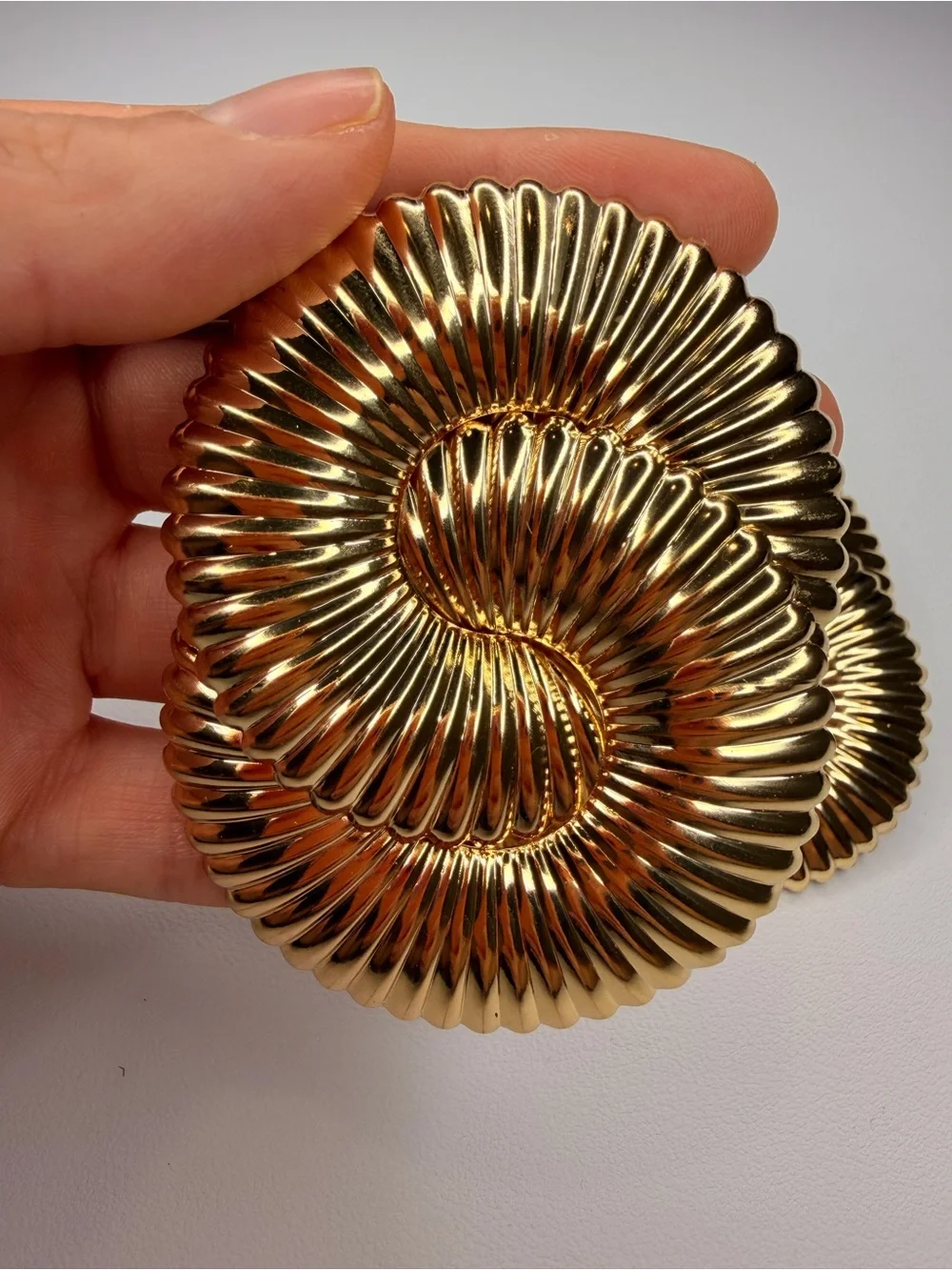 Ribbed Gold Spiral Drop Earrings